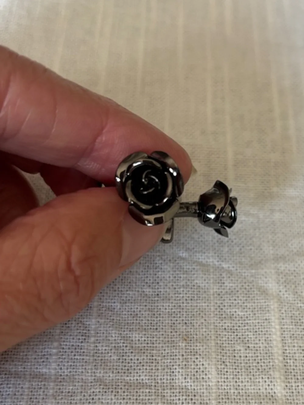 Black Rose Cuff Links - Black Metal Pair